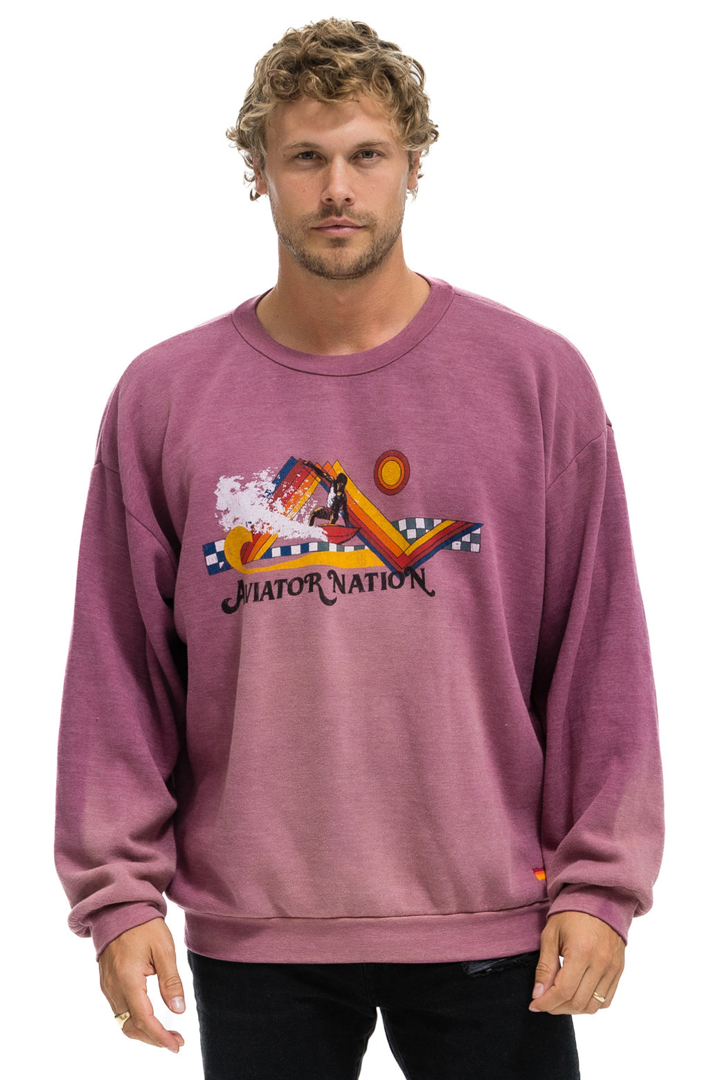 SURF RACER RELAXED CREW SWEATSHIRT - FADED BERRY