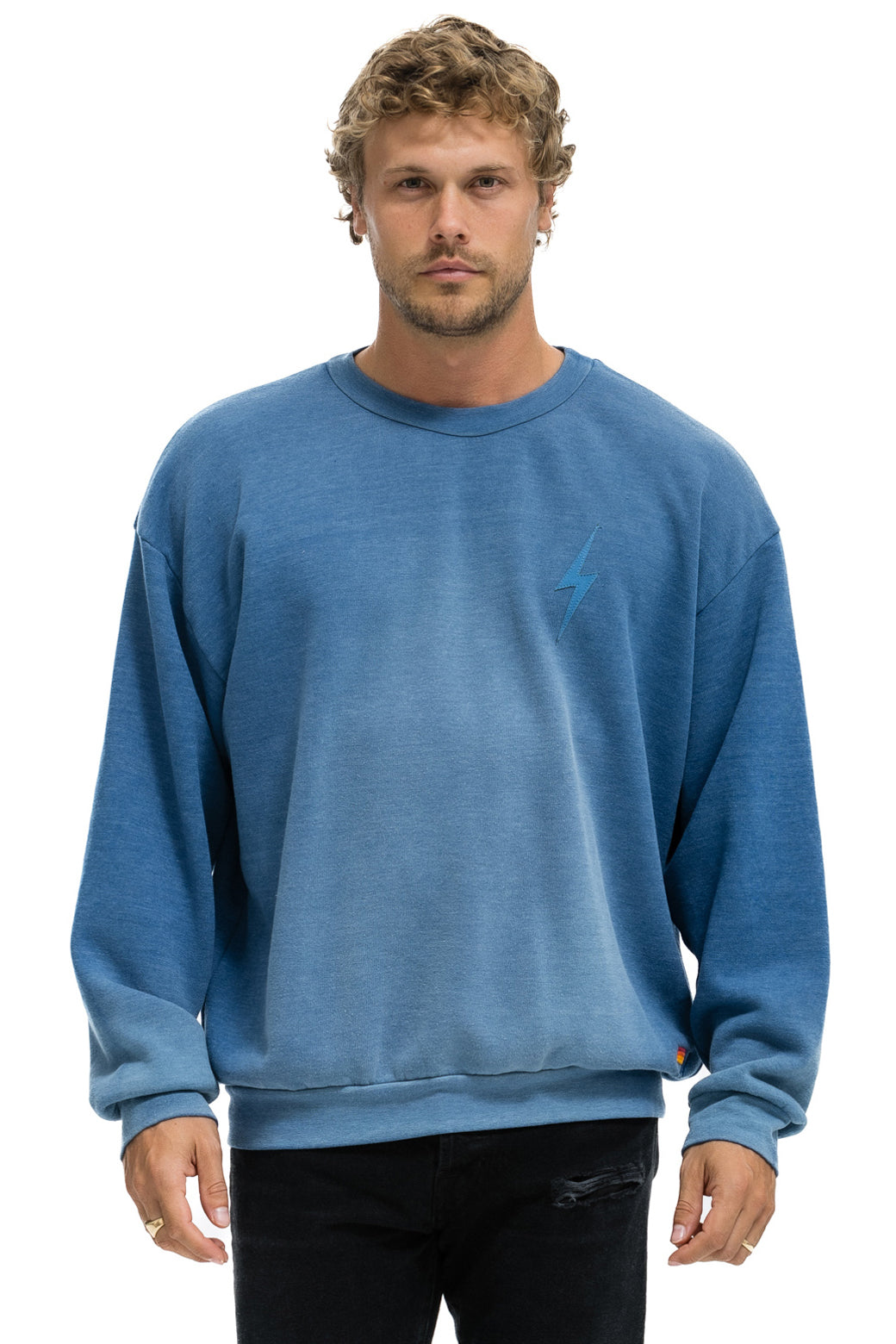 BOLT STITCH 2 RELAXED CREW SWEATSHIRT - FADED WATER