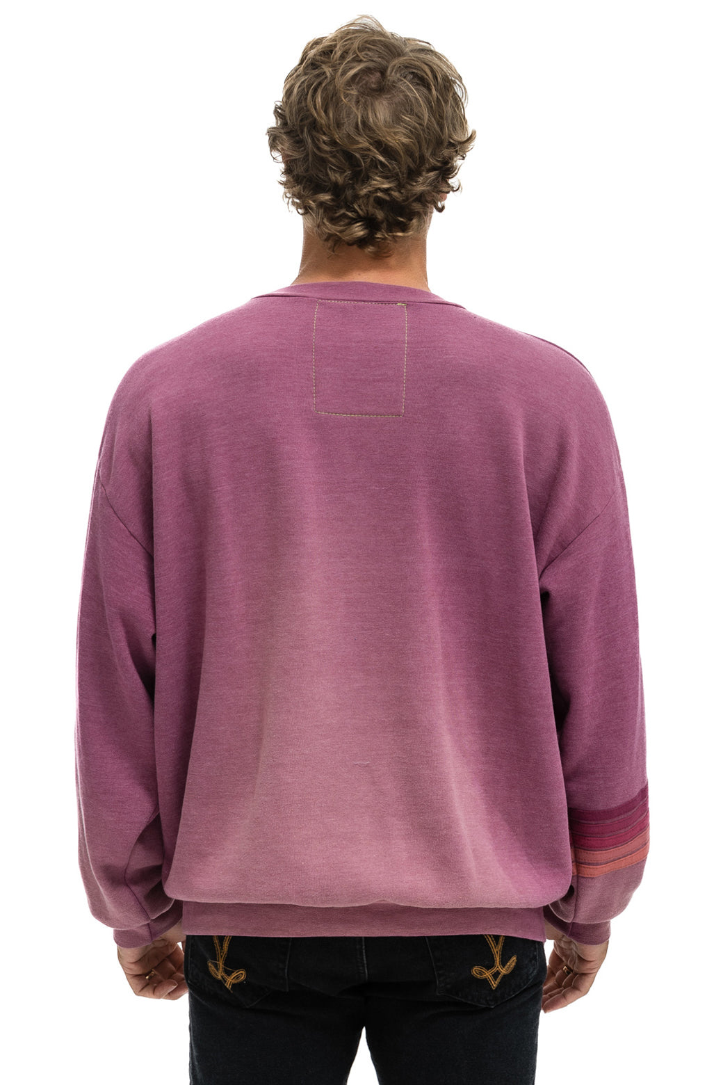 RUGBY STITCH RELAXED CREW SWEATSHIRT - FADED BERRY