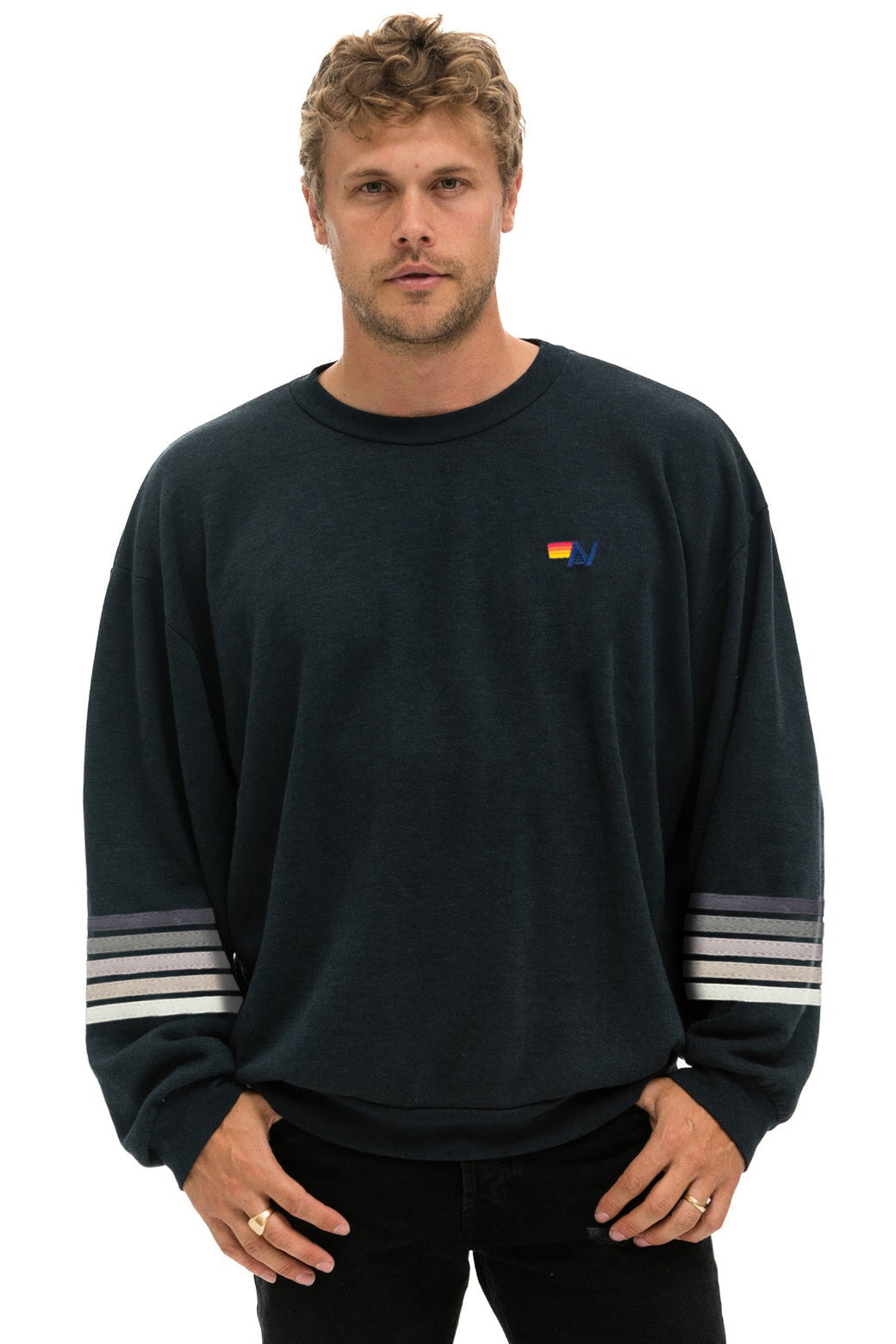 RUGBY STITCH 2 RELAXED CREW SWEATSHIRT - CHARCOAL // CHARCOAL