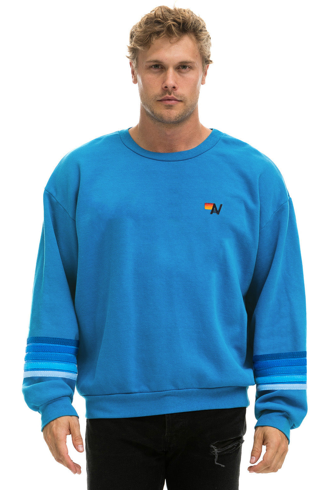 RUGBY STITCH 2 RELAXED CREW SWEATSHIRT - COBALT // BLUE