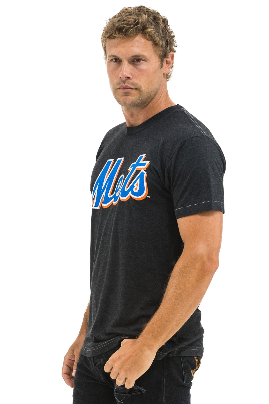 NY METS BOLT CREW TEE - BLACK