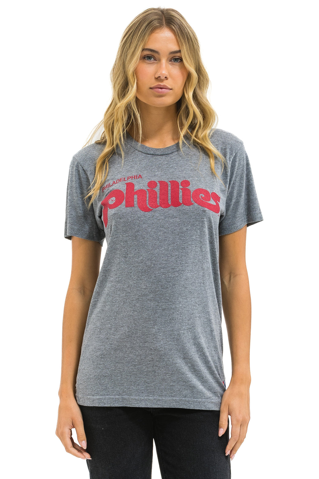 PHILLIES BOLT CREW TEE - HEATHER GREY