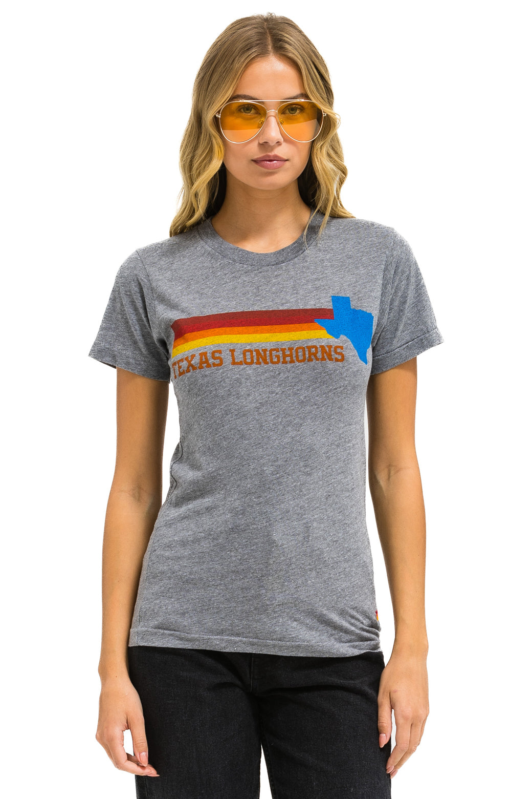 UNIVERSITY OF TEXAS STATE LOGO CREW TEE SHIRT - HEATHER