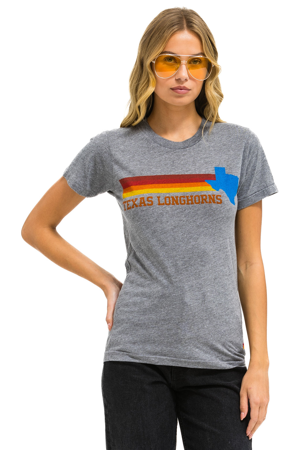 UNIVERSITY OF TEXAS STATE LOGO CREW TEE SHIRT - HEATHER