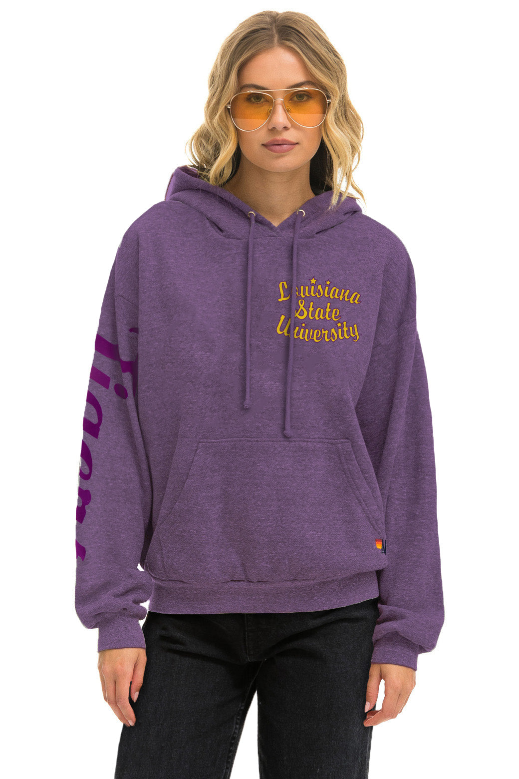 LSU TIGER RELAXED PULLOVER HOODIE  - GRAPE