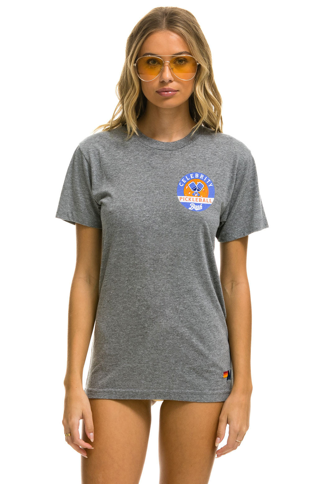CELEBRITY PICKLEBALL 2025 CREW TEE SHIRT - HEATHER GREY