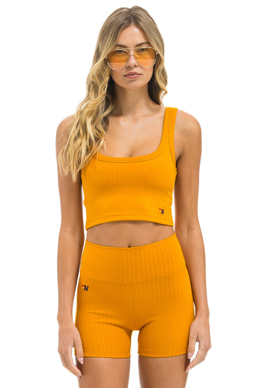 WIDE RIB WOMEN'S SCOOP BACK SPORTS TANK - GOLD