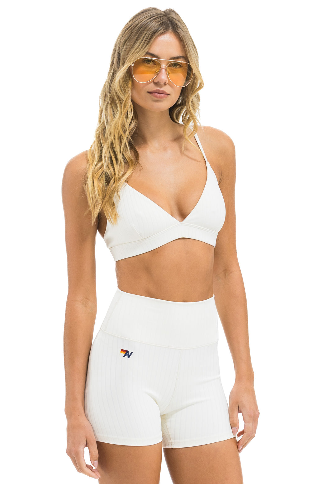 WIDE RIB 4IN HI-RISE BIKER SHORT - VINTAGE WHITE