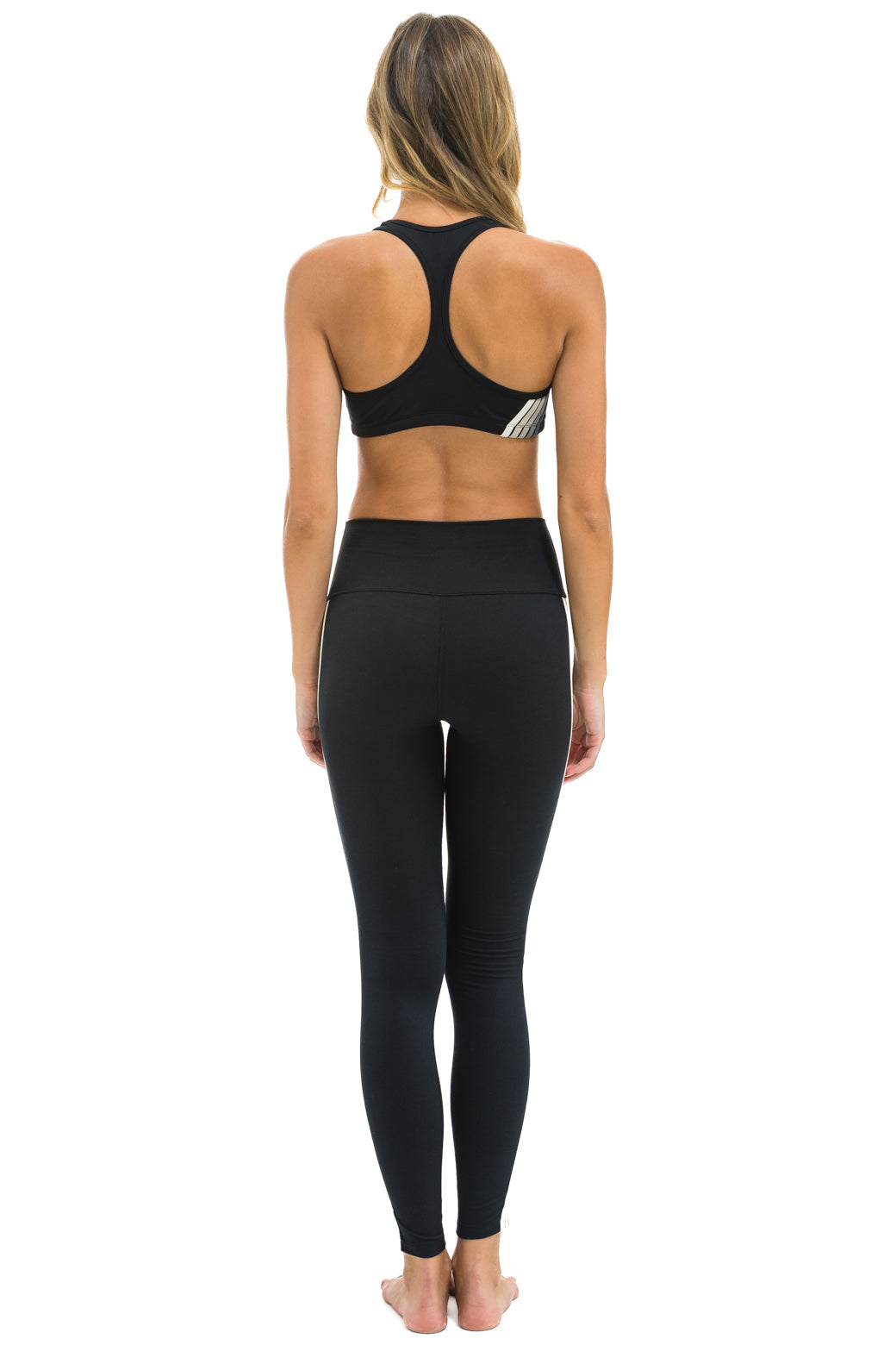 FULL LENGTH HI-RISE 5 STRIPE LEGGINGS - BLACK // SMOKE