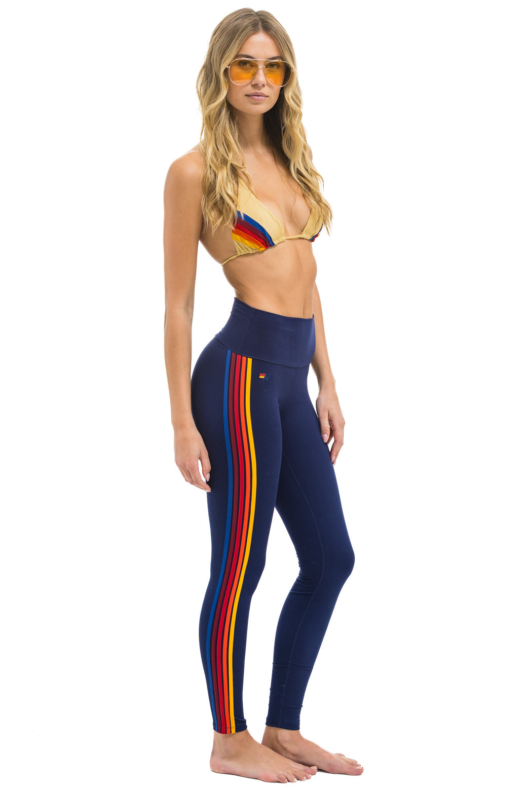 FULL LENGTH HI-RISE 5 STRIPE LEGGINGS - NAVY