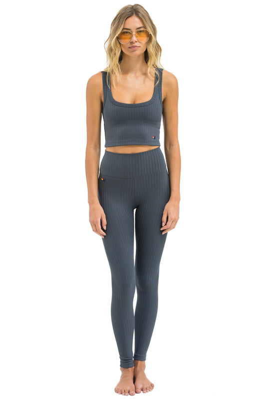 WIDE RIB FULL LENGTH HI-RISE LEGGINGS - TITANIUM