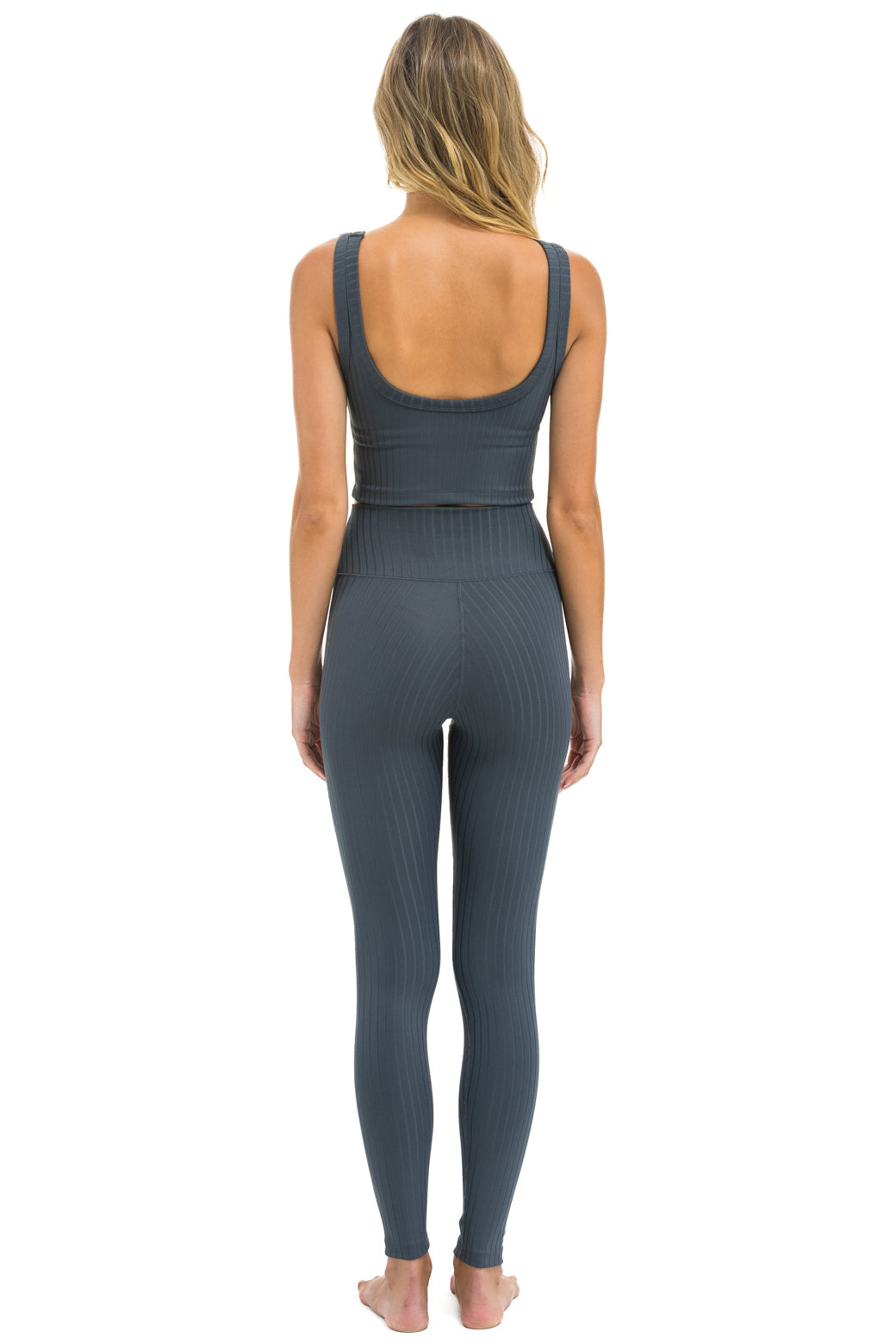 WIDE RIB FULL LENGTH HI-RISE LEGGINGS - TITANIUM