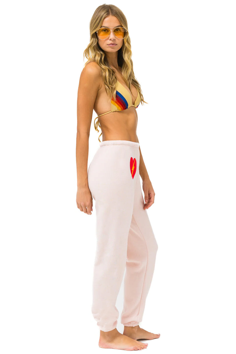 BOLT HEART SWEATPANTS - LIGHT PINK