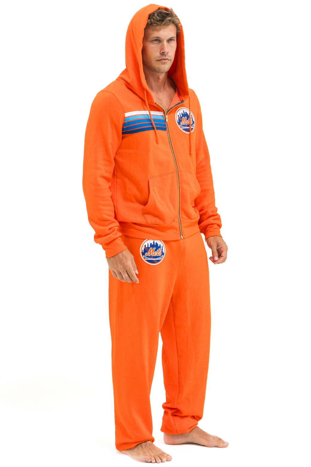 NY METS 5 STRIPE UNISEX SWEATPANTS - ORANGE // BLUE