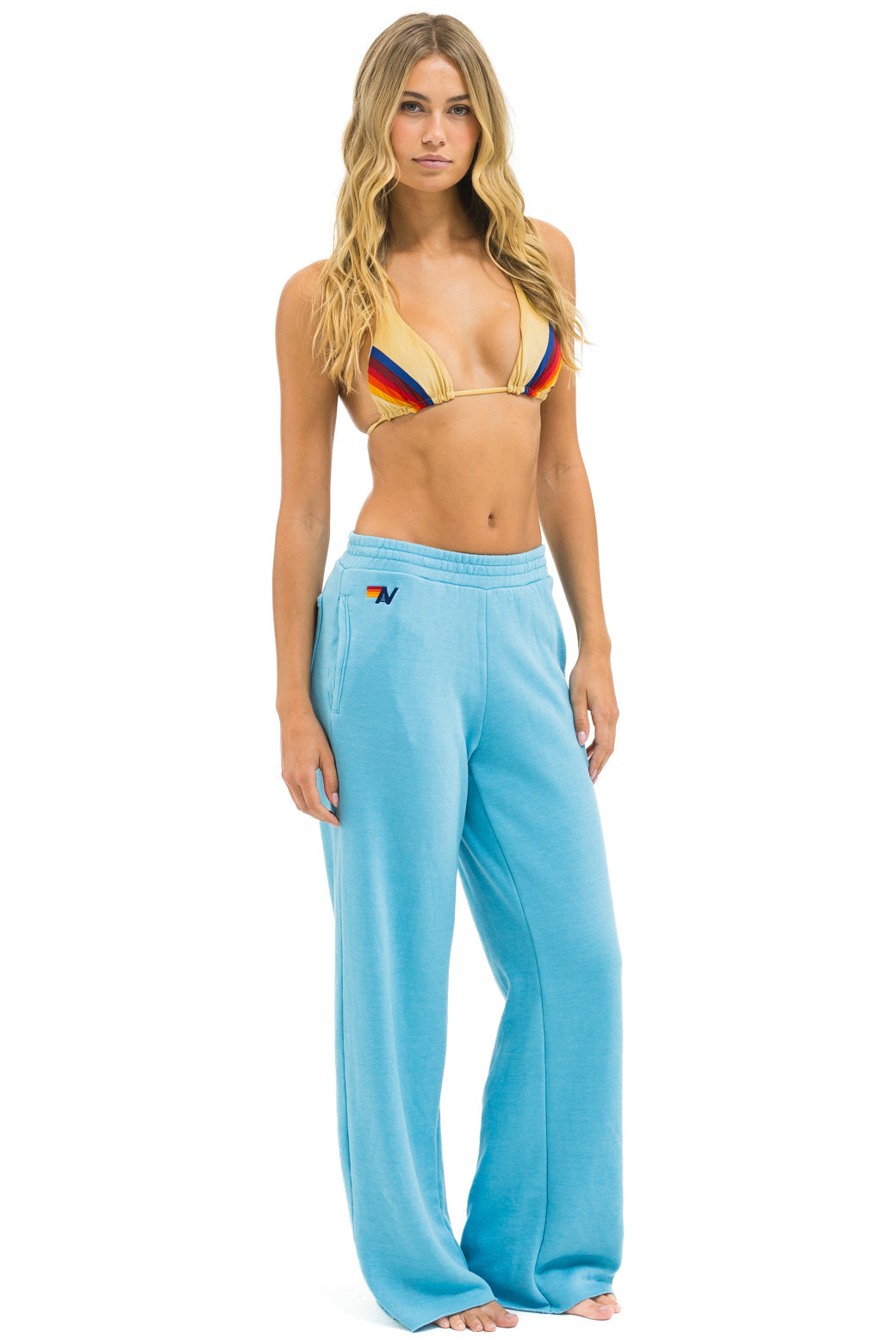 WIDE LEG POCKET SWEATPANTS - AQUA