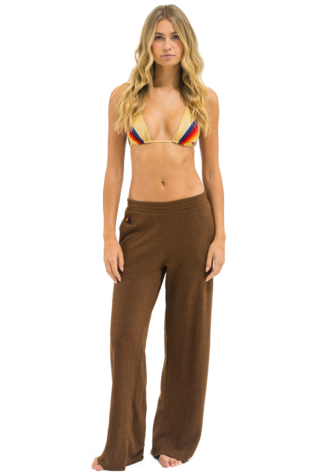 WIDE LEG POCKET SWEATPANTS - CHOCOLATE