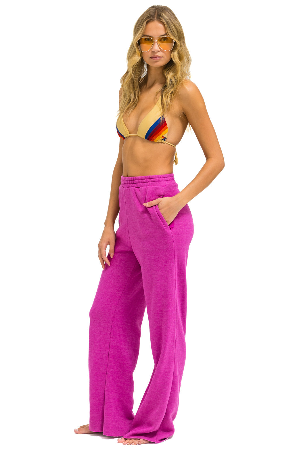 WIDE LEG POCKET SWEATPANTS - MAGENTA