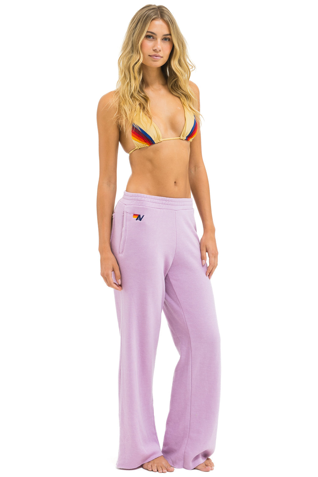 WIDE LEG POCKET SWEATPANTS - MAUVE