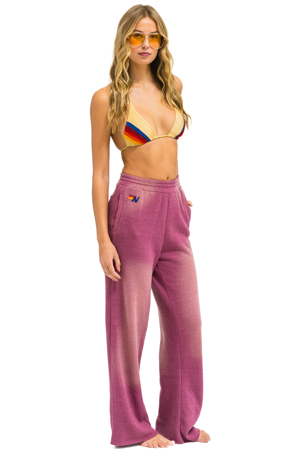 AN 3D WIDE LEG POCKET SWEATPANTS - FADED BERRY