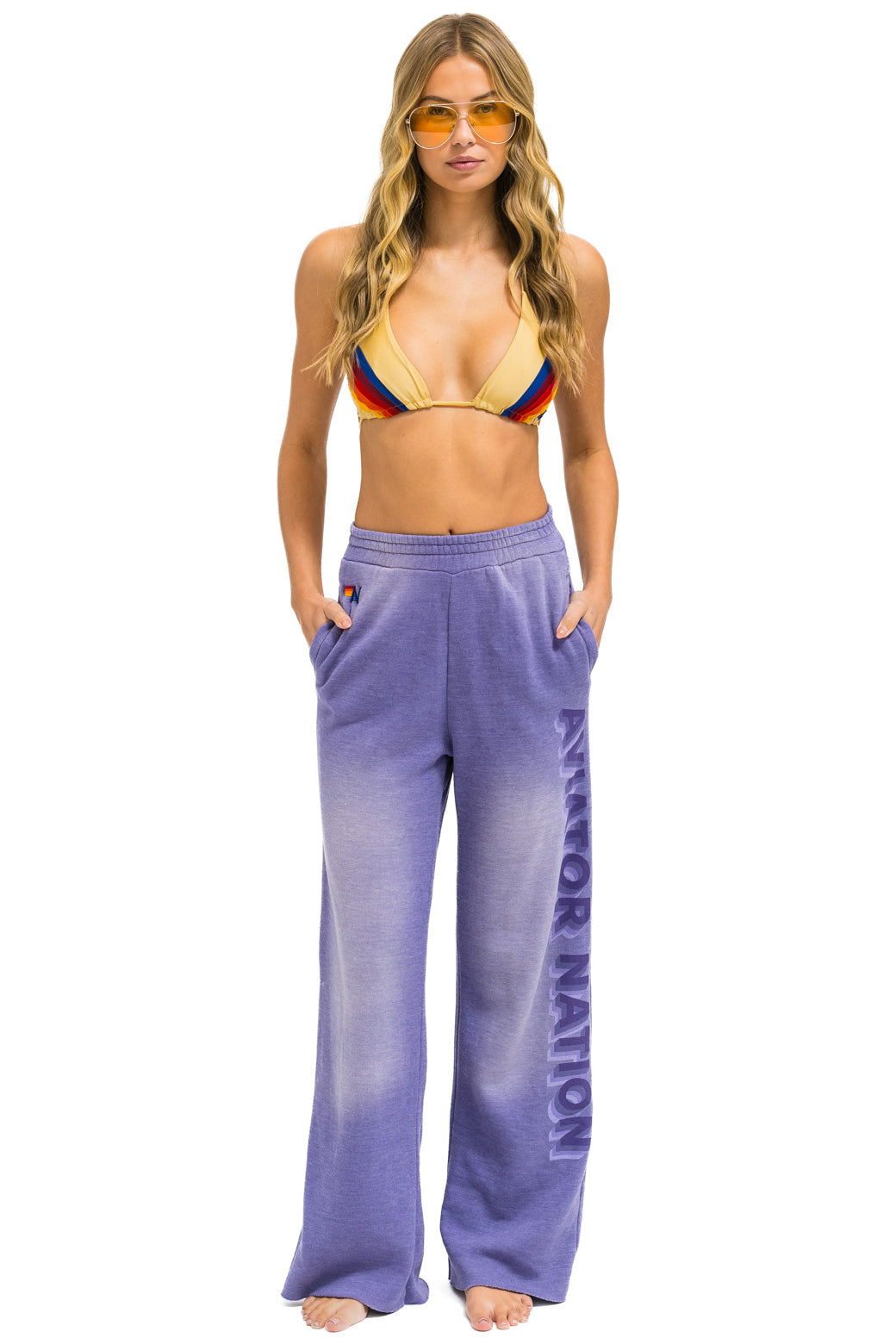 AN 3D WIDE LEG POCKET SWEATPANTS - FADED GRAPE