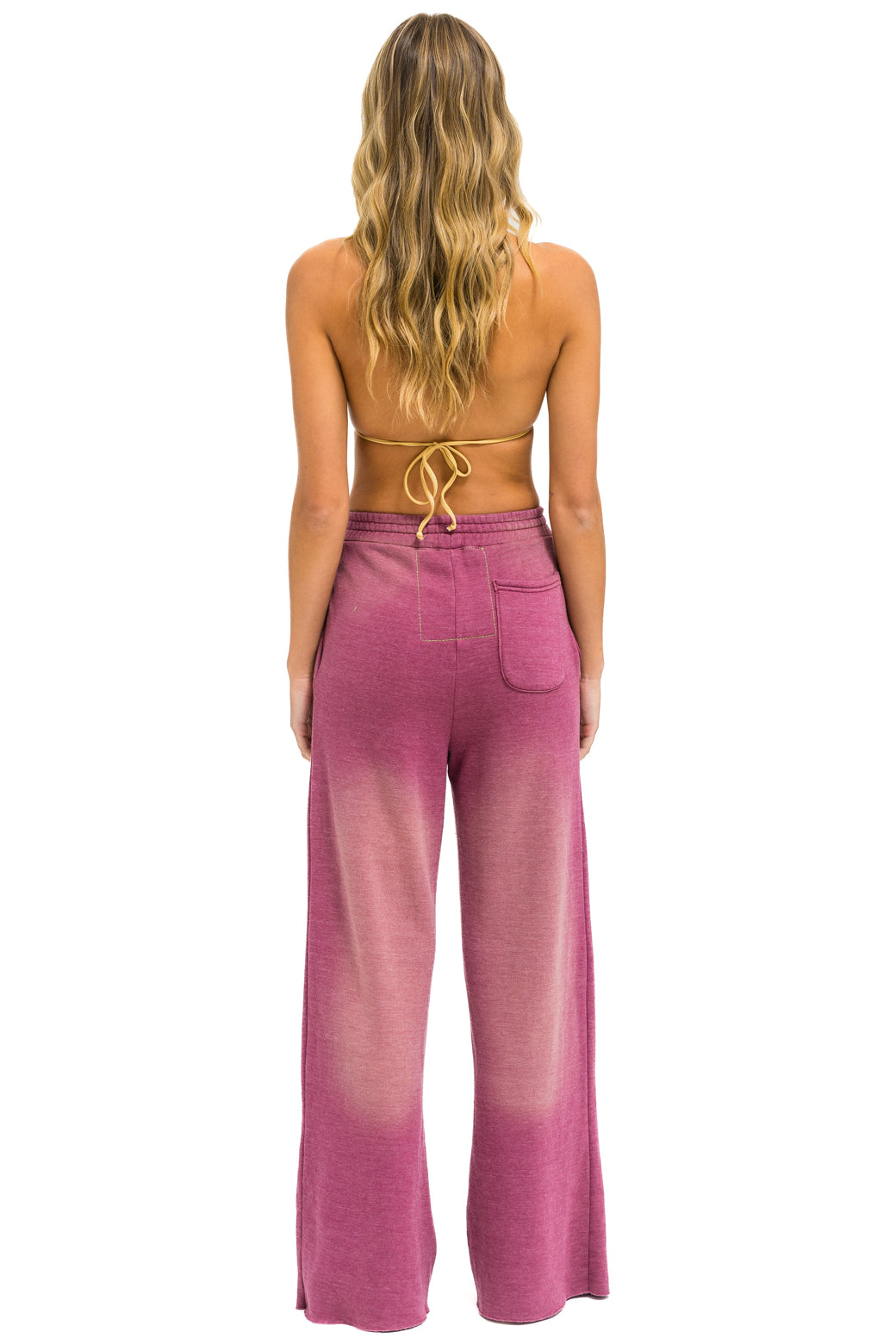 ESSENTIAL WIDE LEG POCKET SWEATPANTS - FADED BERRY