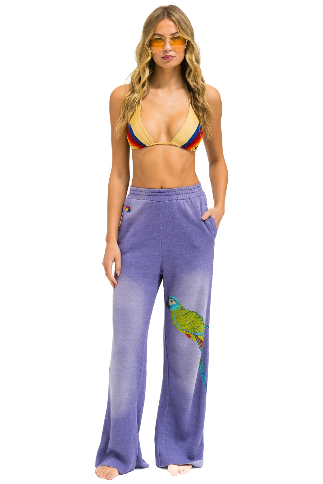 PARROT WIDE LEG POCKET SWEATPANTS - FADED GRAPE