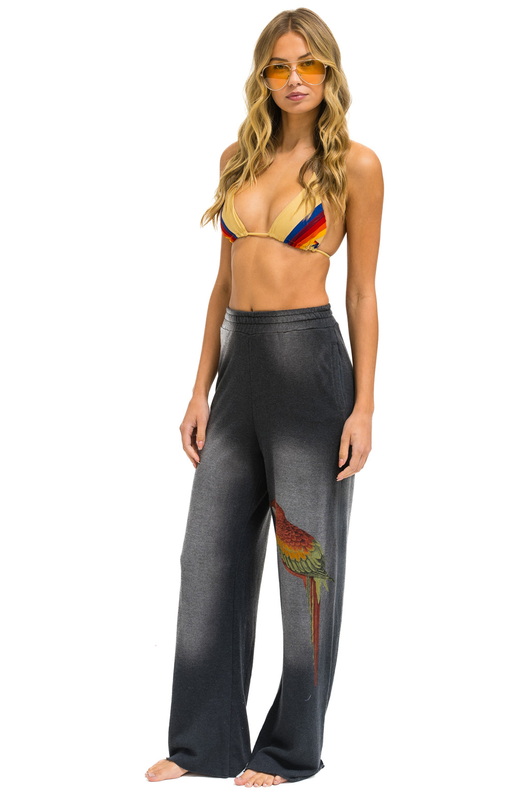 PARROT WIDE LEG POCKET SWEATPANTS - FADED SMOKE