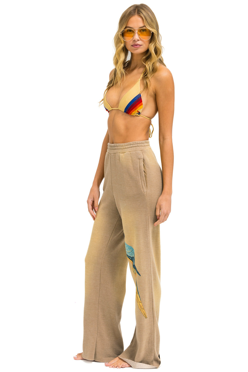 PARROT WIDE LEG POCKET SWEATPANTS - FADED TAN