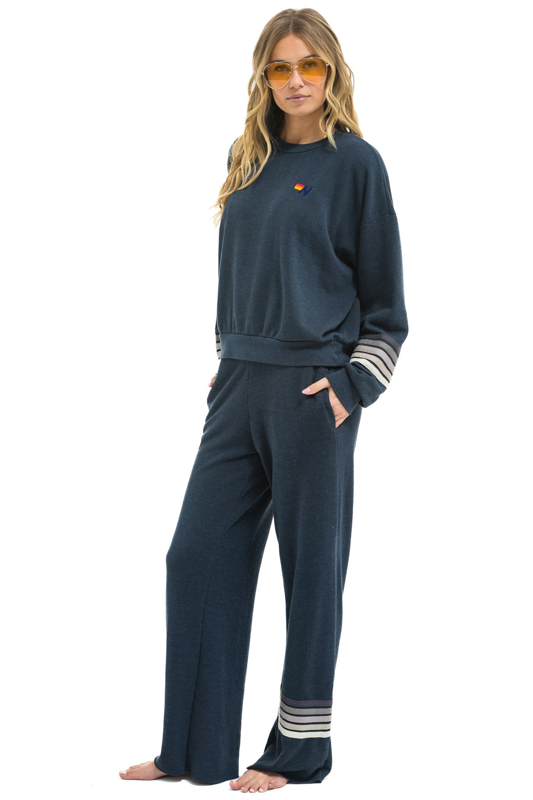 RUGBY STITCH WIDE LEG POCKET SWEATPANTS - CHARCOAL // CHARCOAL