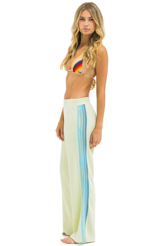 5 STRIPE WIDE LEG POCKET SWEATPANTS - LIME CREAM // SEAFOAM