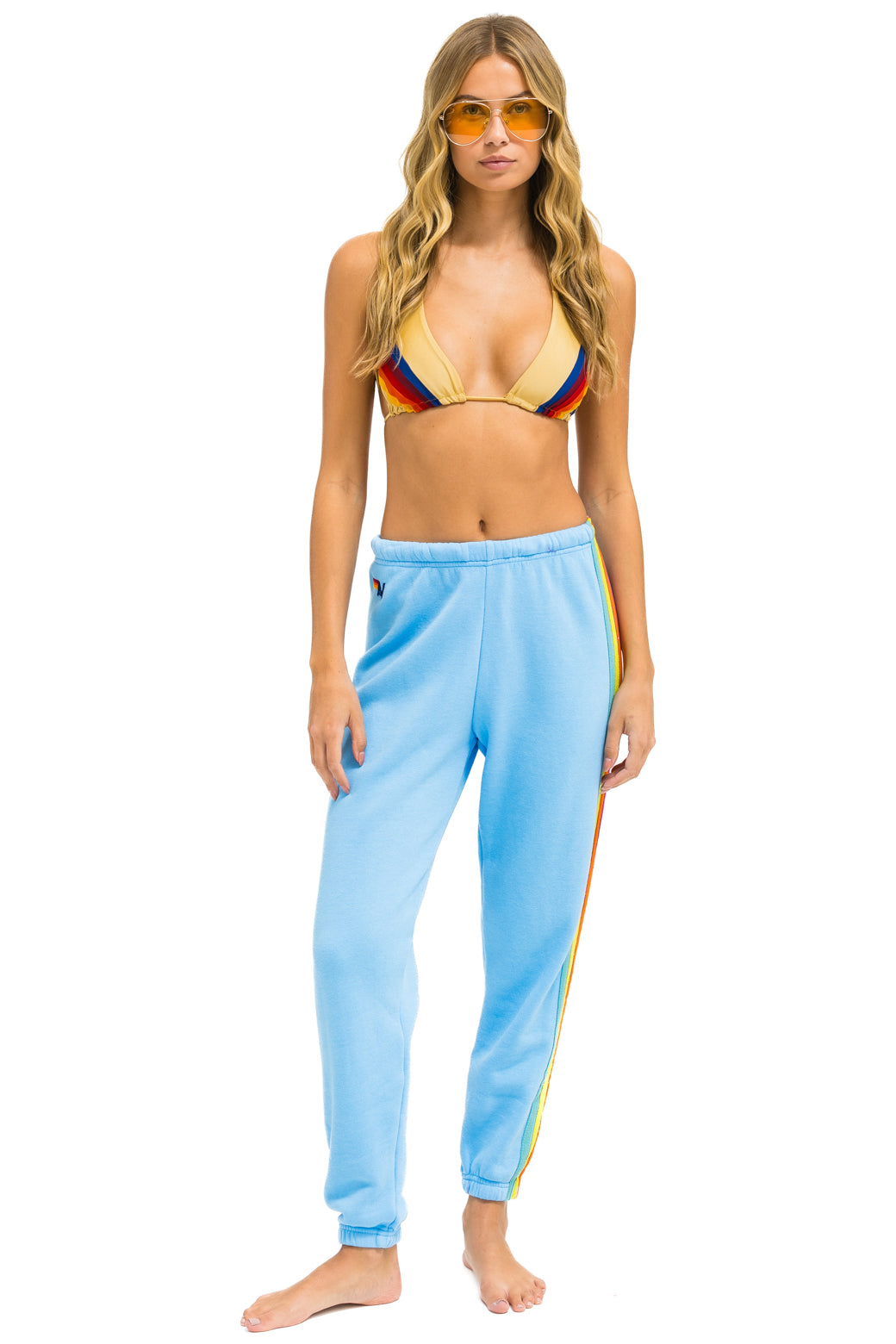 5 STRIPE SWEATPANTS - SKY // RAINBOW