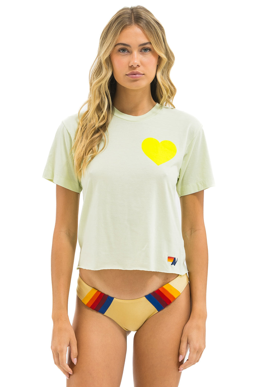 HEART PRINT BOYFRIEND TEE - LIME CREAM // NEON YELLOW