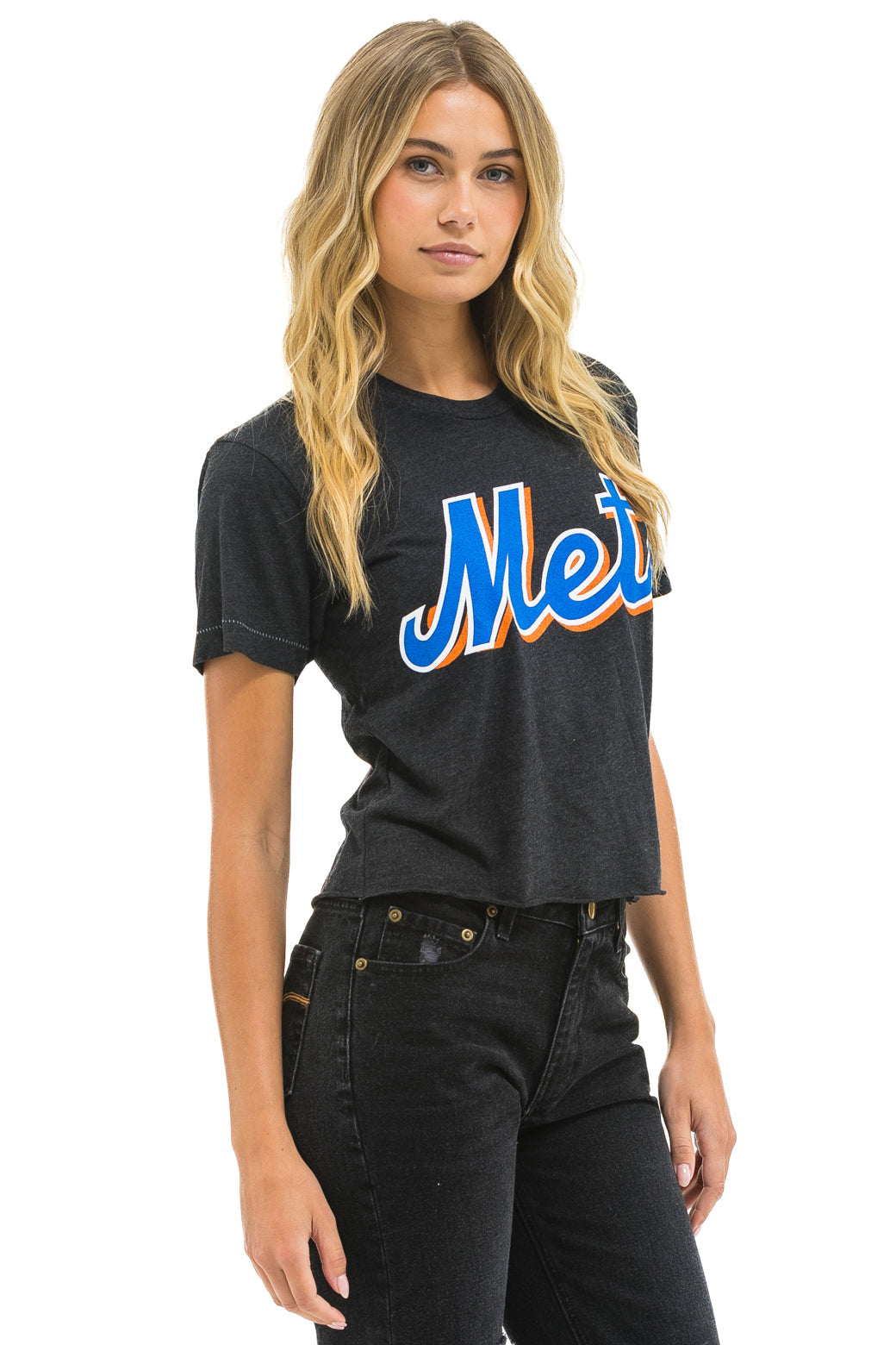 NY METS AVIATOR NATION BOYFRIEND TEE - BLACK