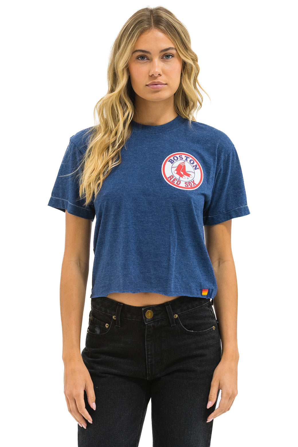BOSTON RED SOX BOLT WOMEN'S BOYFRIEND TEE - NAVY