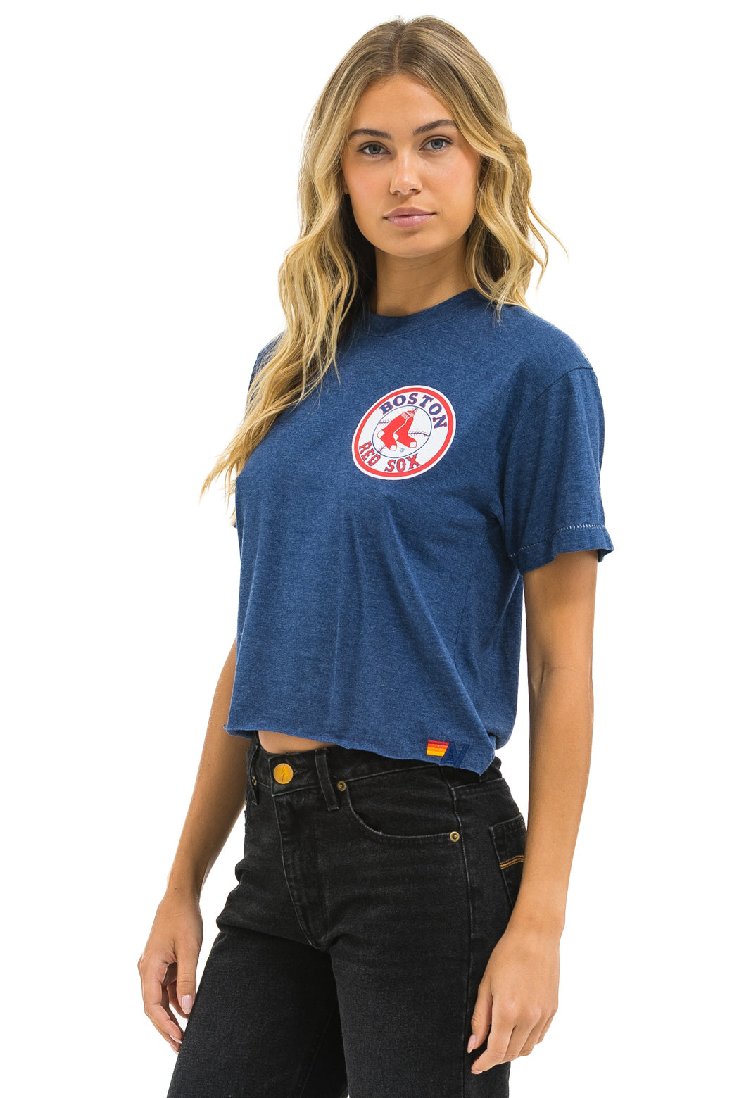 BOSTON RED SOX BOLT WOMEN'S BOYFRIEND TEE - NAVY
