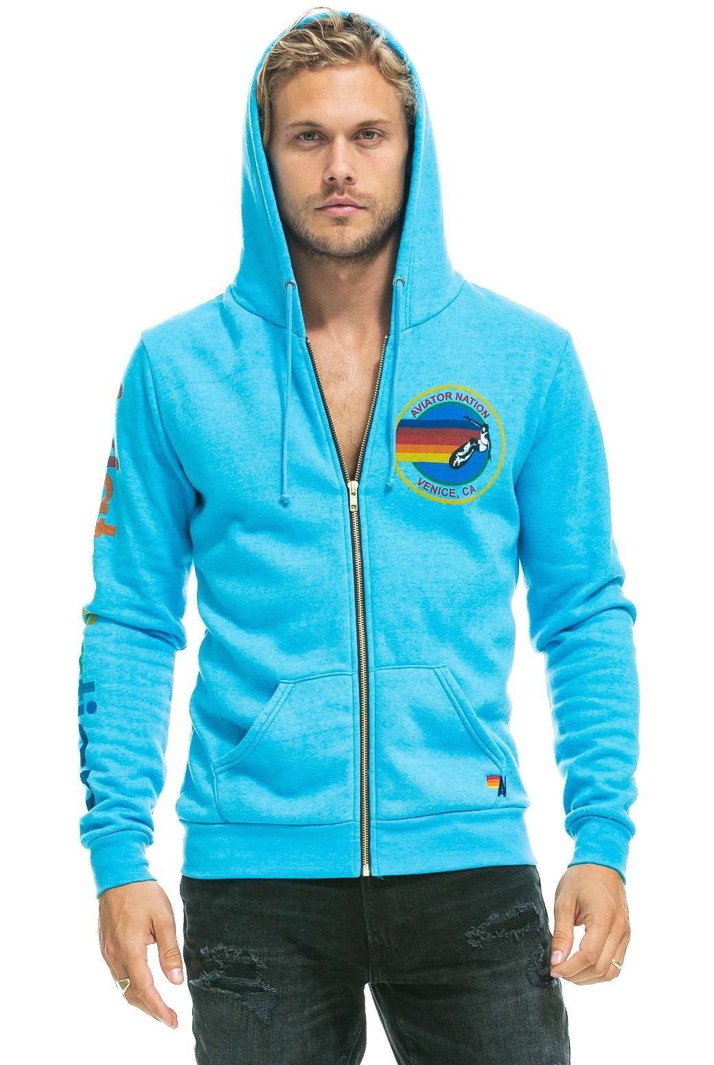 AVIATOR NATION HOODIE - NEON BLUE