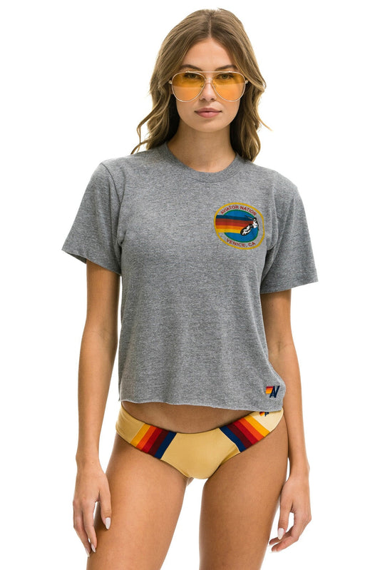 AVIATOR NATION SMALL LOGO BOYFRIEND TEE - HEATHER GREY