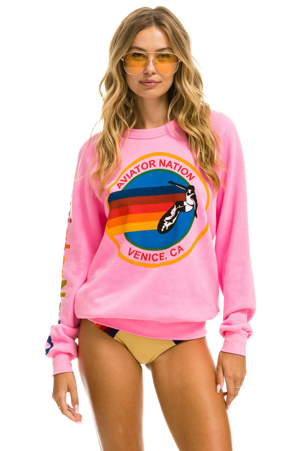 AVIATOR NATION SWEATSHIRT - NEON PINK