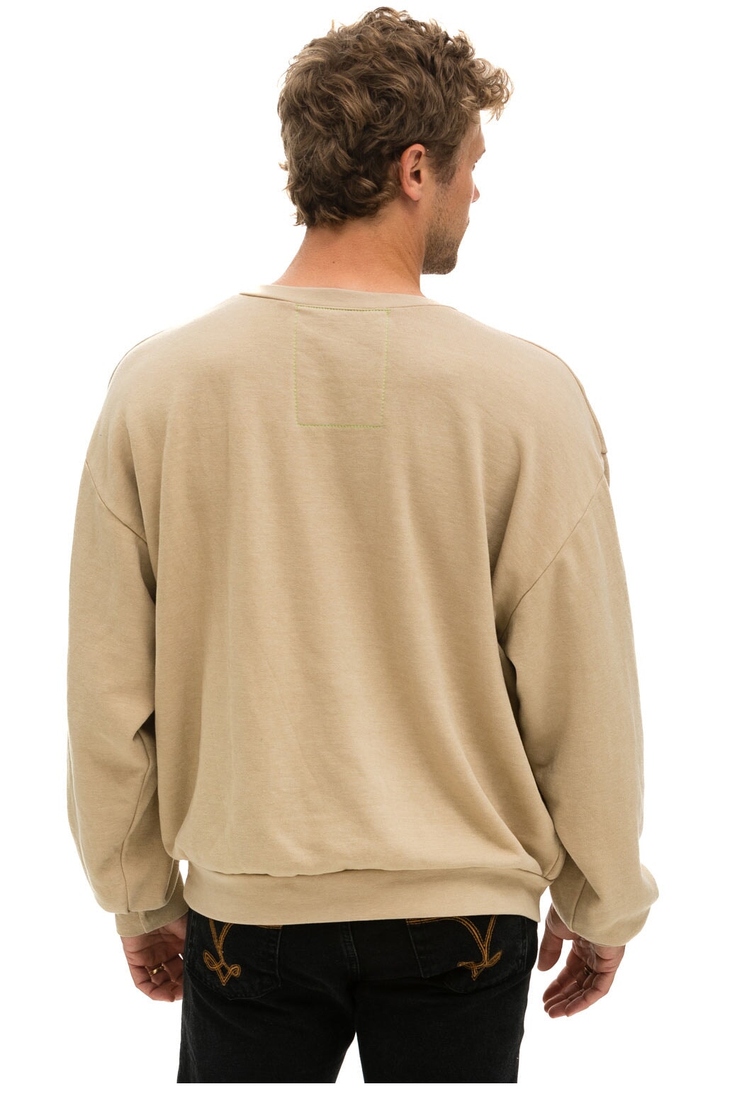 BOLT 2 RELAXED CREW SWEATSHIRT - SAND // NEON PINK