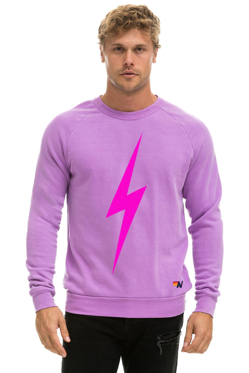 BOLT CREW SWEATSHIRT - NEON PURPLE // NEON PINK