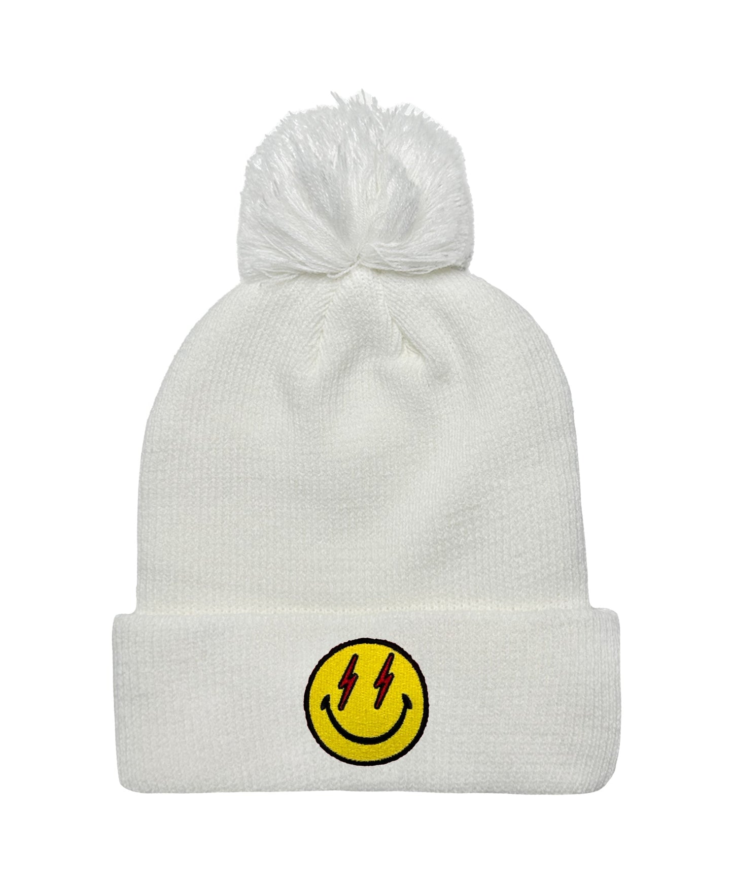 BOLT SMILEY POM POM RIB BEANIE