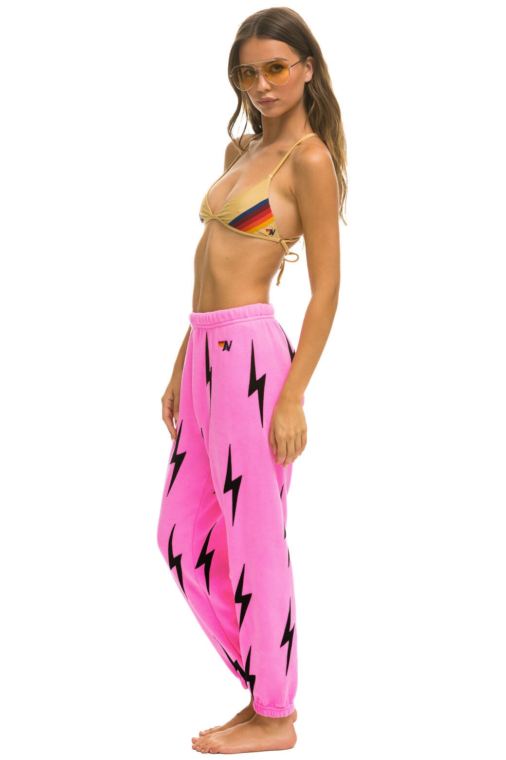 BOLT STITCH REPEAT SWEATPANTS - NEON PINK // BLACK