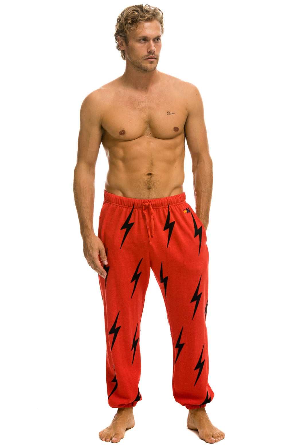 BOLT STITCH REPEAT SWEATPANTS - RED // BLACK