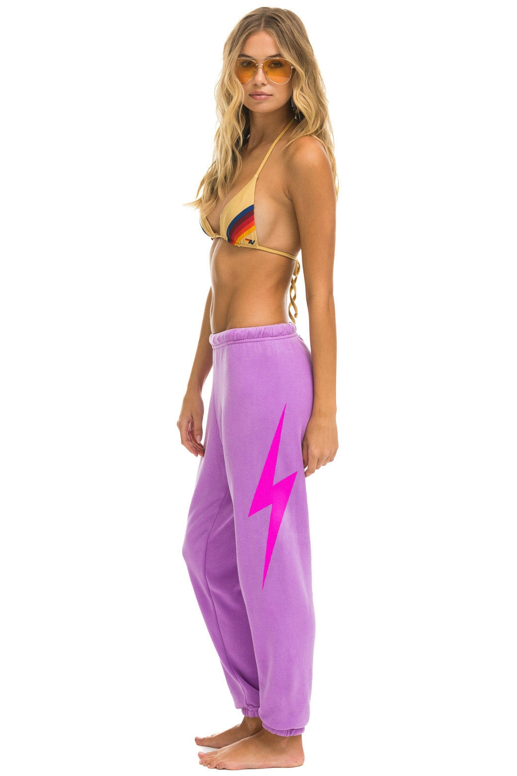 BOLT SWEATPANTS - NEON PURPLE // NEON PINK