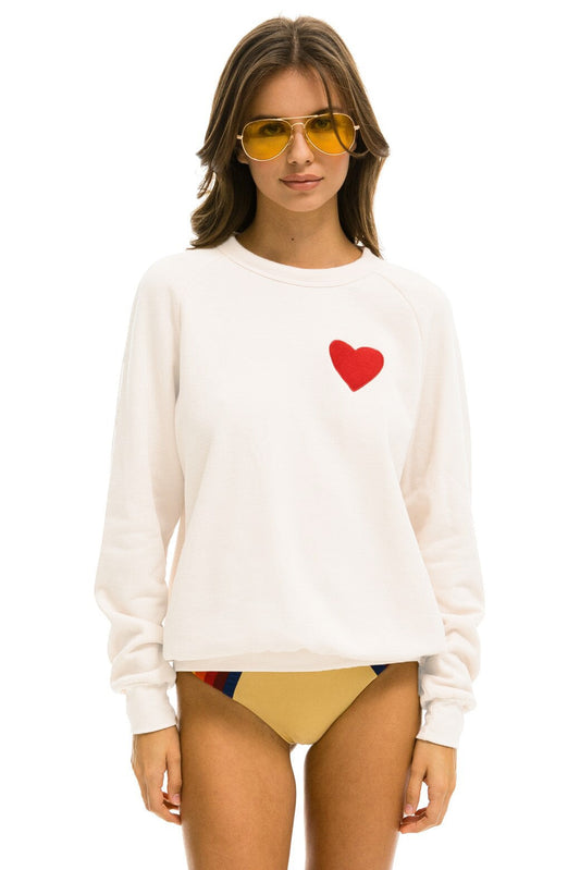 HEART EMBROIDERY SWEATSHIRT - WHITE