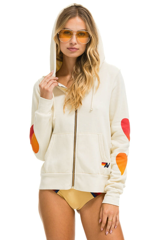 HEART FADE 4 ZIP HOODIE - VINTAGE WHITE