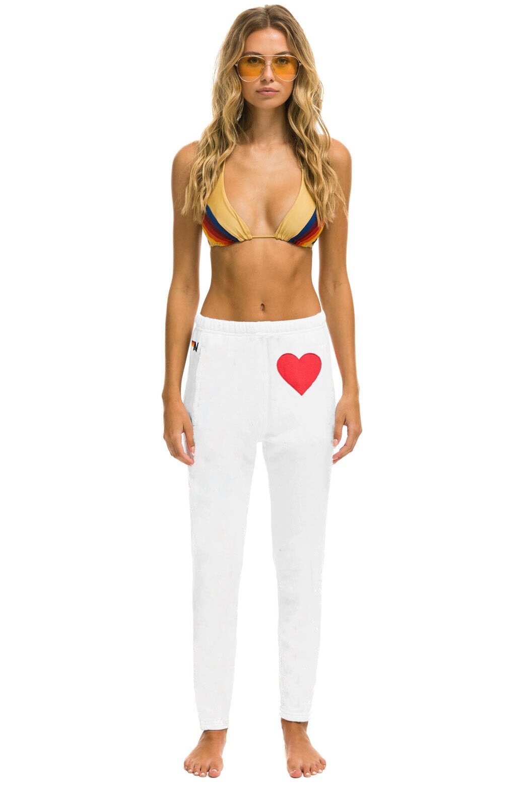 HEART STITCH JOGGER SWEATPANTS - WHITE