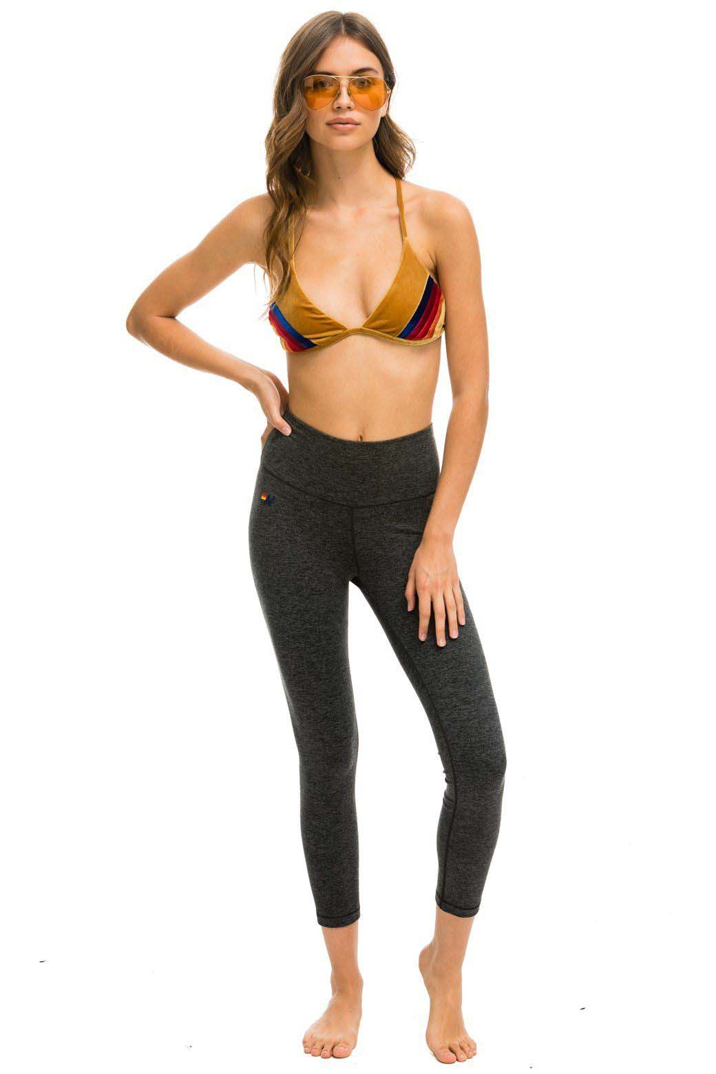 CROP HI-RISE RAINBOW BOLT FADE LEGGINGS - CHARCOAL // RAINBOW PINK