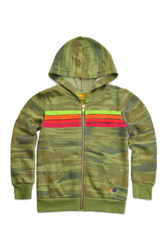 KID'S 4 STRIPE HOODIE - CAMO // NEON STRIPES